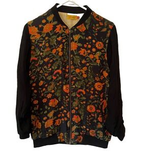 Vintage Y2K‎ Benares Womens Colorful Artsy Floral Full Zip Jacket Size XS
